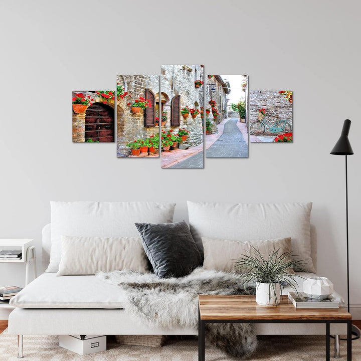 Runa Art Wandbilder Toskana Italien 5 Teilig Bild auf Vlies Leinwand Deko Wohnzimmer Schlafzimmer Ga