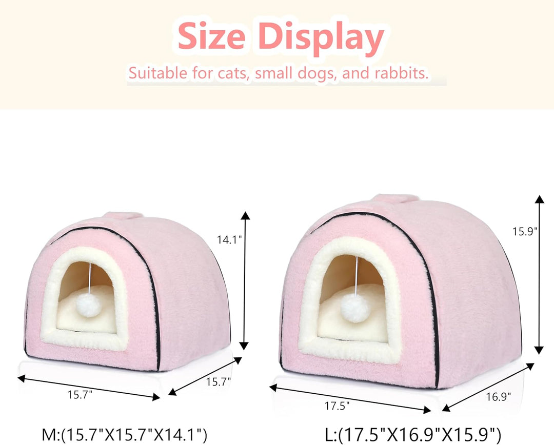 Katzenbett für Hauskatzen, faltbare Katzenhöhle, rutschfeste und wasserabweisende Unterseite, Katzen