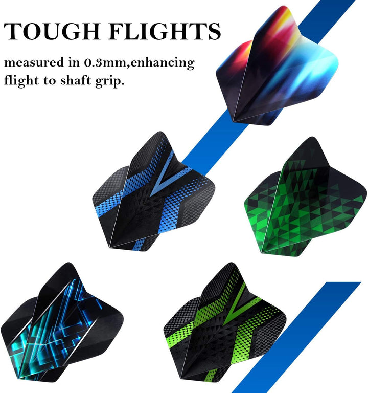 Grebarley Dartpfeile mit Metallspitze,12 Stück Profi Steeldarts 18 Aluminium Schaft mit 9 Flights 20