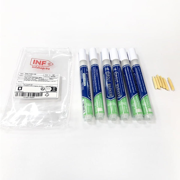 INF Fliesen Fugenstift 6er-Pack: Wasserdichter Fugenreparaturstift für Fliesenrestaurierung
