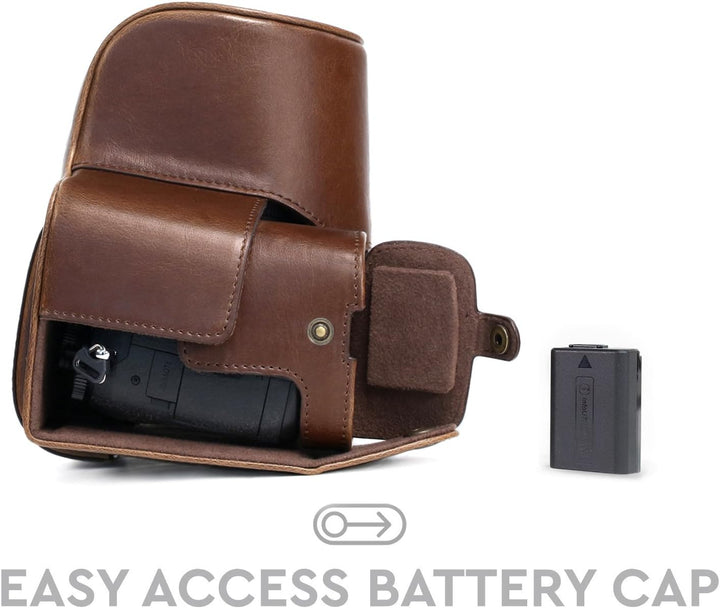 MegaGear Sony Cyber-Shot DSC-RX10 IV, DSC-RX10 III Ever Ready Leder Kamera-Case mit Trageriemen und