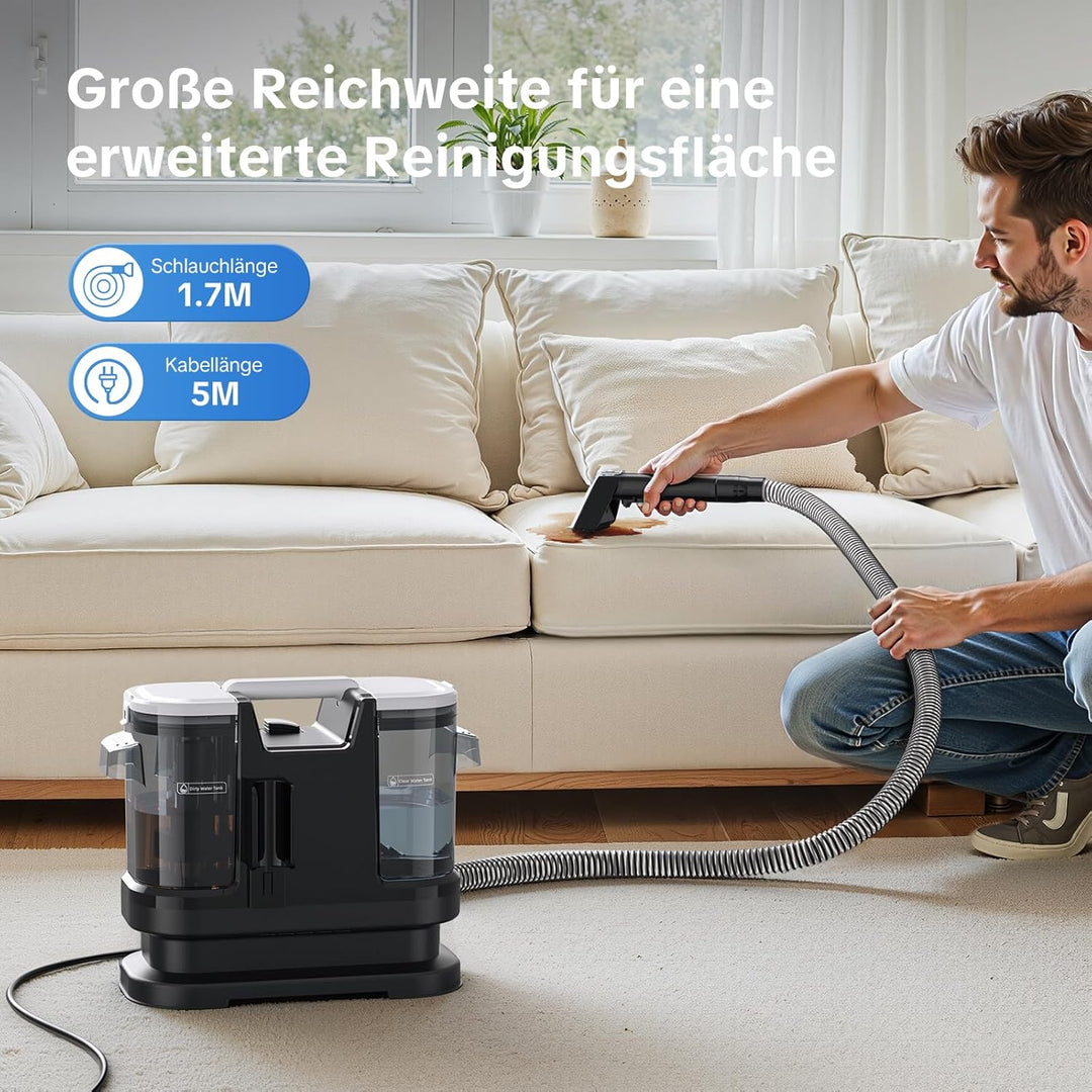 Polsterreiniger Gerät Nasssauger, 20kPa 600W Teppichreiniger Waschsauger Fleckenreiniger mit grossem