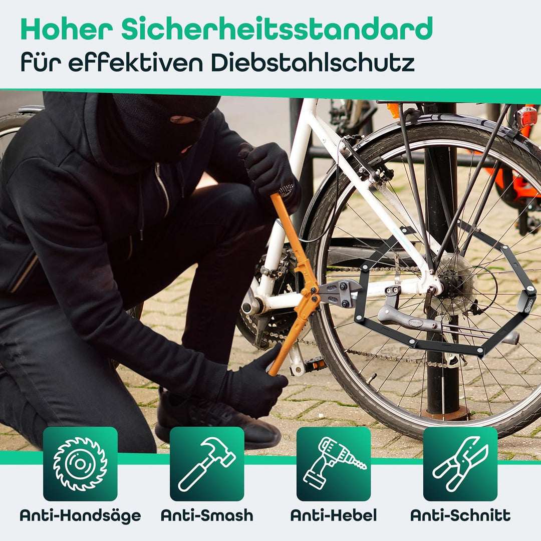 M-LOCK Fahrradschloss Faltschloss 115cm - hochwertiges Fahrrad Faltschloss - Diebstahlsicher - Leich