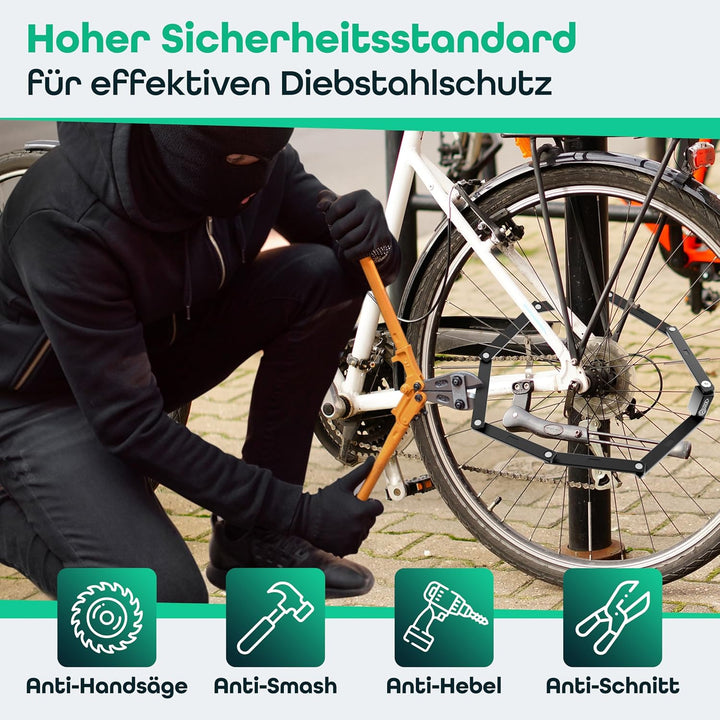 M-LOCK Fahrradschloss Faltschloss 115cm - hochwertiges Fahrrad Faltschloss - Diebstahlsicher - Leich