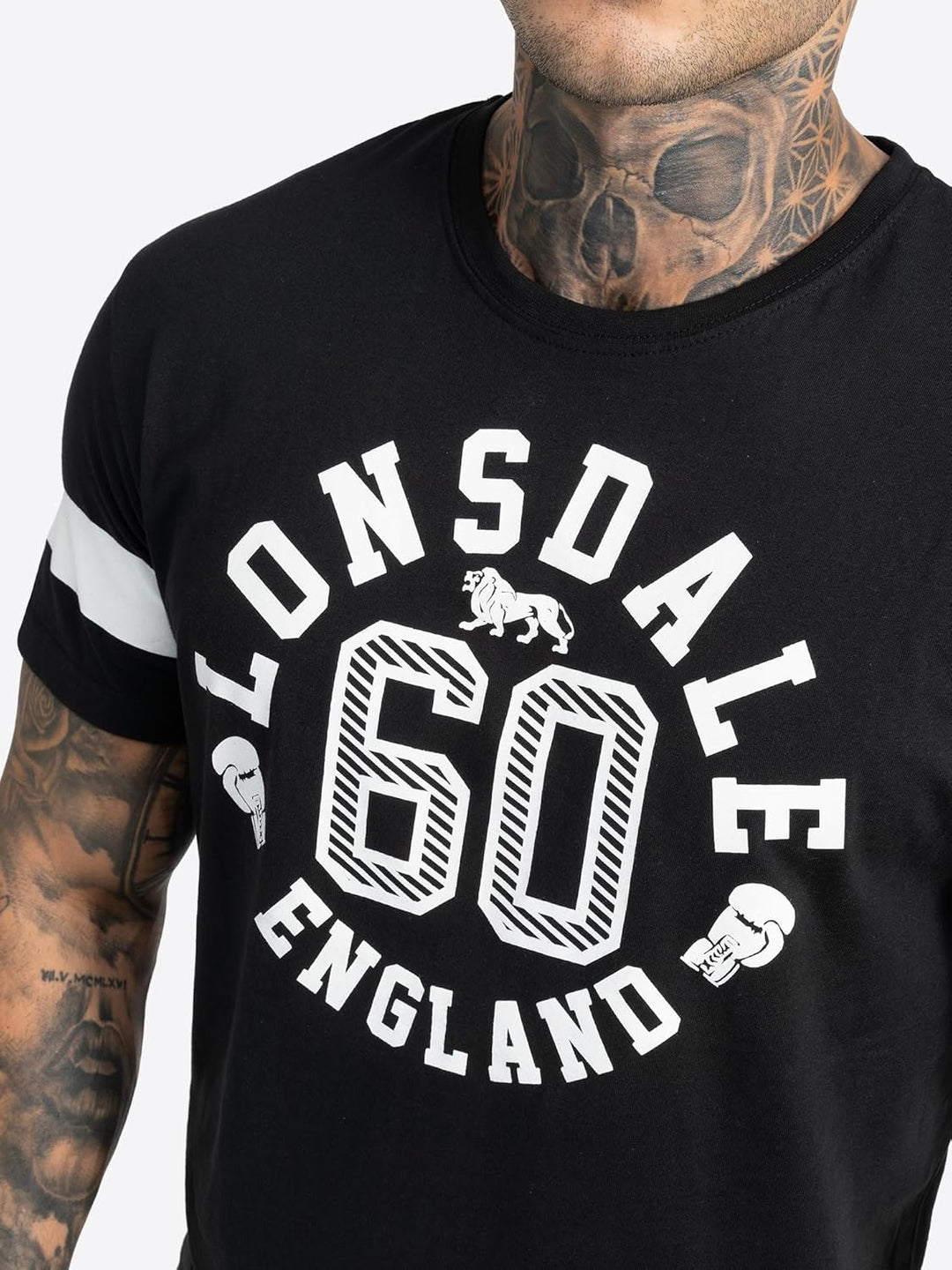 Lonsdale Herren Askerswell T-Shirt M Black/White, M Black/White