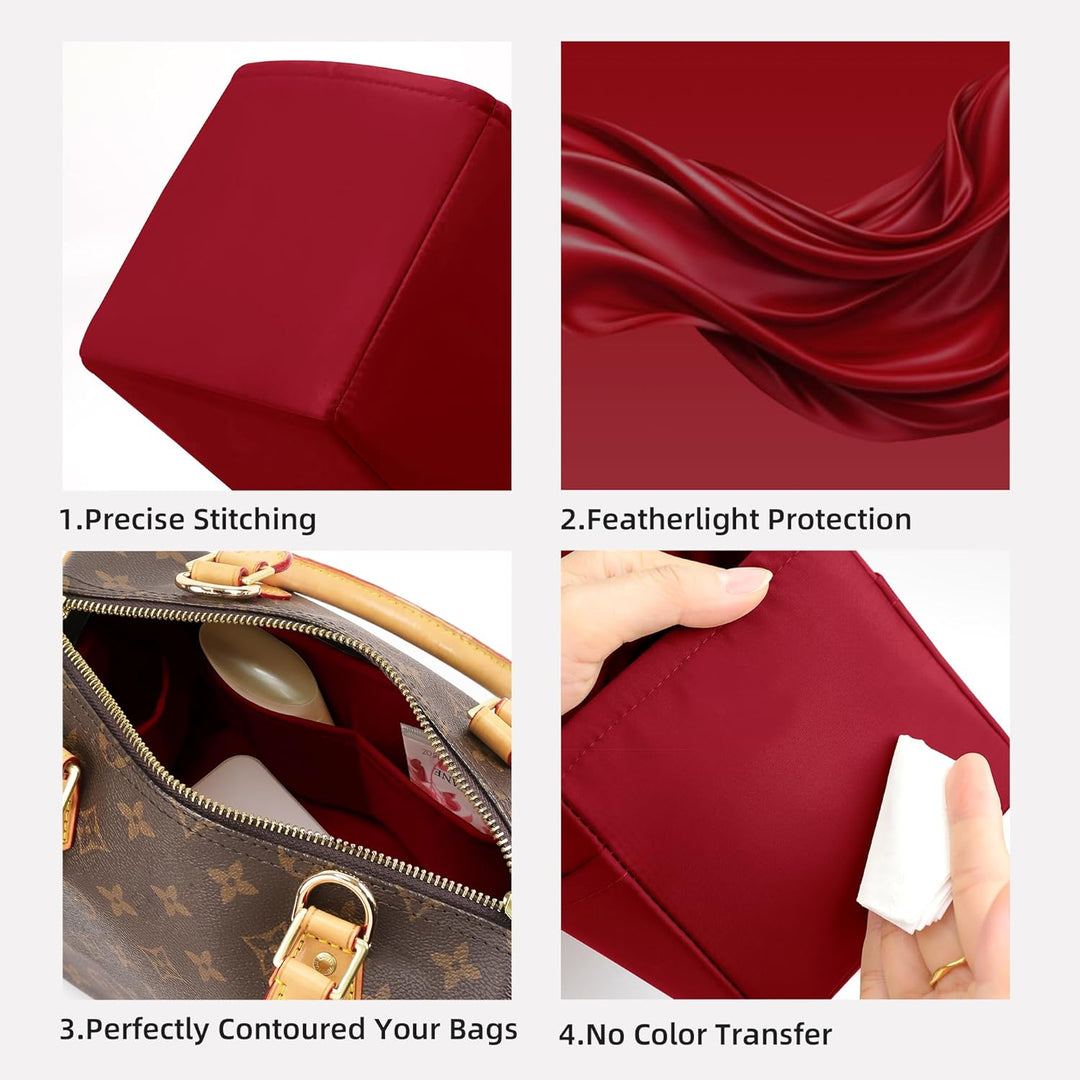 DGAZ Handtaschen Organizer Einsatz, Seide Handtaschenorganisator für LV Speedy Nano/20/25/30/35/40/4