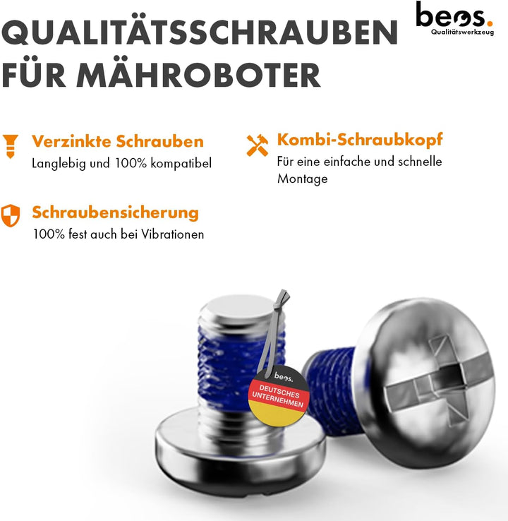 BEOS® 30 x Premium Titan Ersatzmesser für Bosch Indego + Schrauben mit Sicherung- Ersatzklingen für