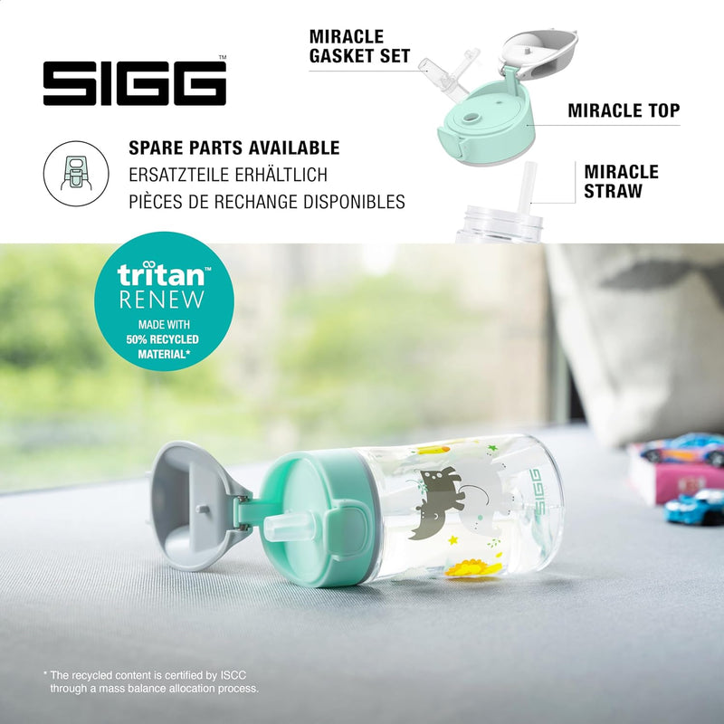 SIGG - Tritan Trinkflasche Kinder - Miracle - Mit Trinkhalm - Auslaufsicher - Federleicht - BPA-frei