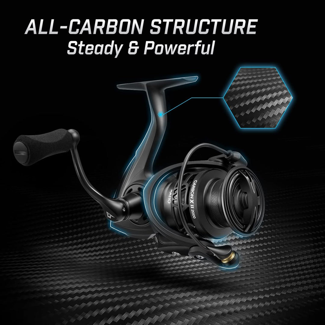 Piscifun Carbon X II Spinnrollen, leicht bis 156 g, Upgrade Carbon Frame Rotor, 10 kg Max Drag, 10+1