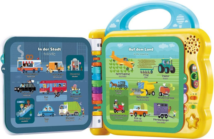 VTech Baby Mein 100-Wörter-Buch: Fahrzeuge und Fortbewegungsmittel – Interaktives Bilderbuch mit übe