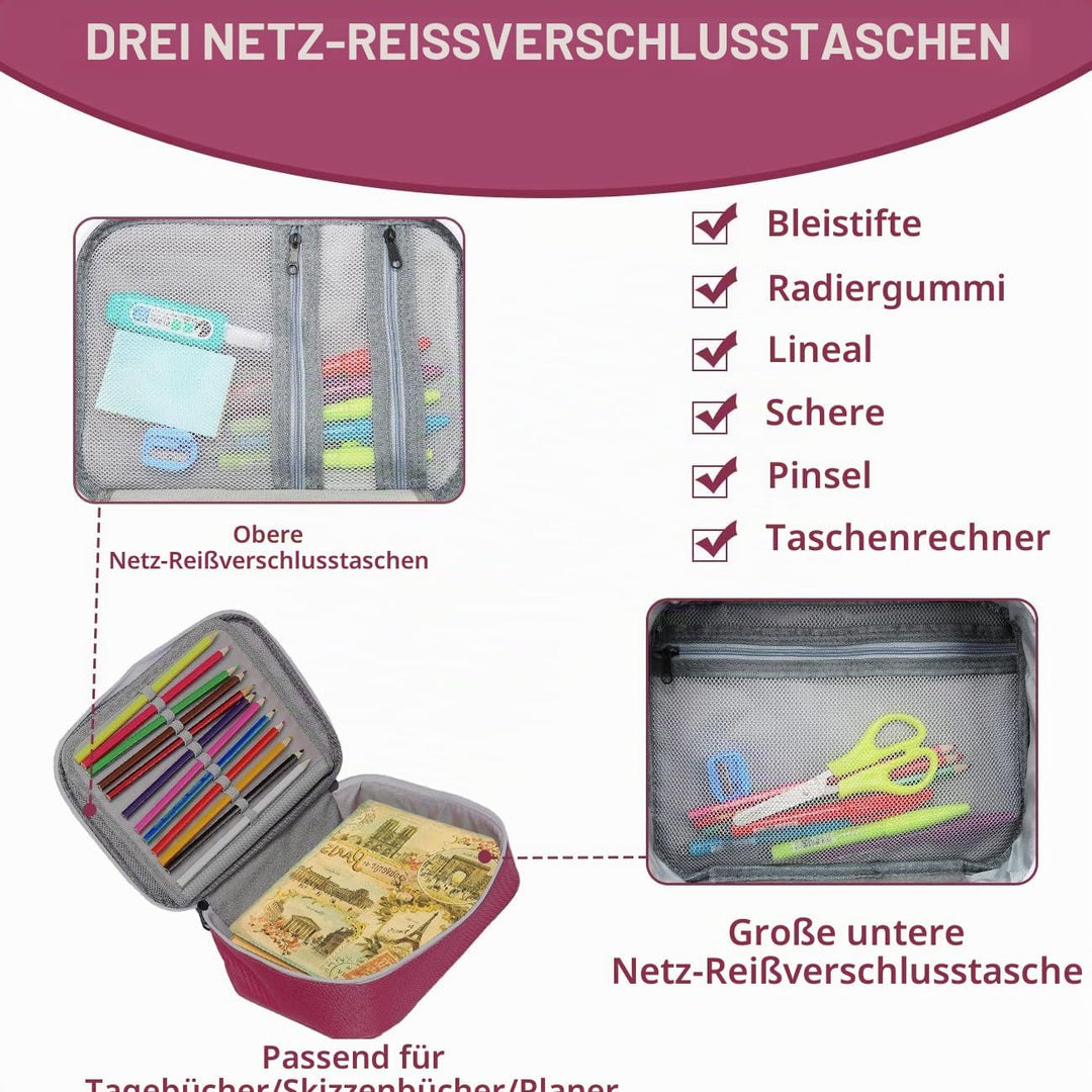 VASCHY Grosse Federmäppchen, Multi Fächer Mäppchen Organizer 72 Stück Etui Schule Federmappe Federta