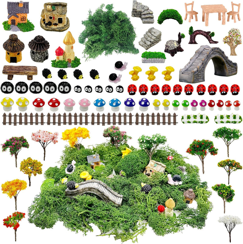 Cayway 83 Stück Miniatur Feengarten Zengarten Zubehör, Miniatur Ornament Kit, Miniatur Gartendekorat