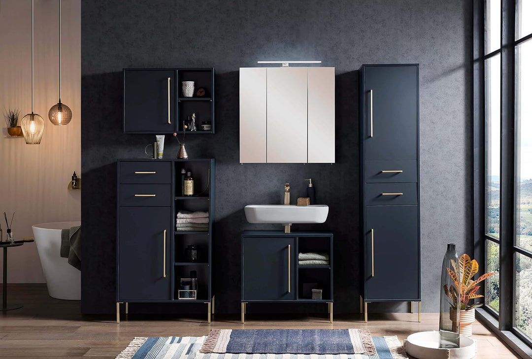 Schildmeyer Kent Spiegelschrank, Holzwerkstoff, Nachtblau, 70 x 16 x 74,8 cm Nachtblau 70 x 16 x 74,