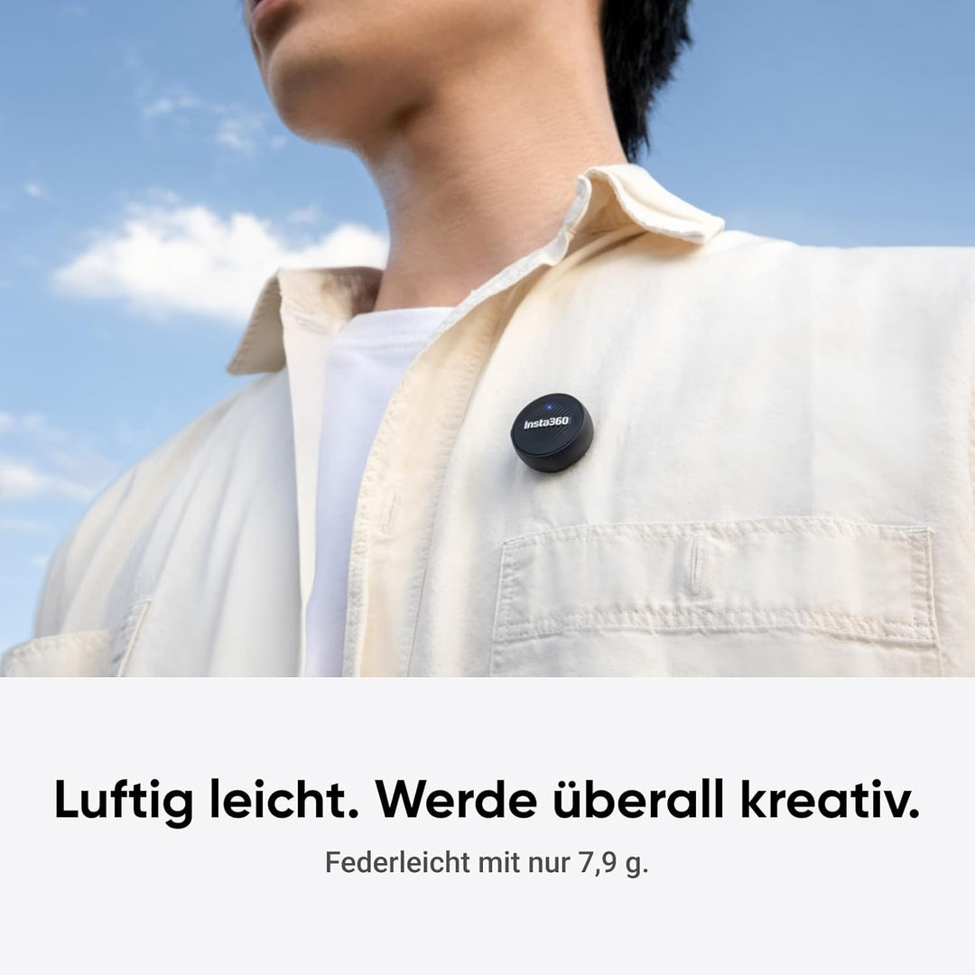Insta360 Mic Air Transmitter, ultraleichte 7,9 g, Drahtloses Mikrofon X5/X4/X4 Air/Ace Pro 2/GO Ultr