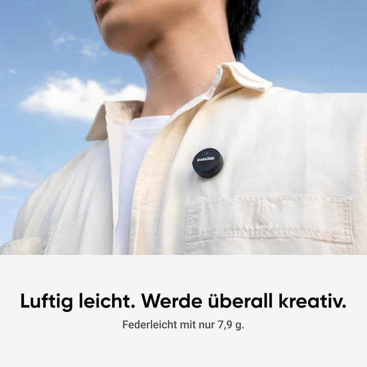Insta360 Mic Air (1 TX + 1 RX), Rauschunterdrückung, 300 m Reichweite, Drahtloses Mikrofon für iPhon
