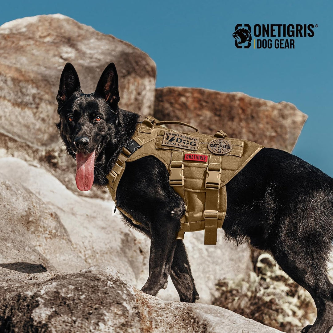 OneTigris Hundegeschirr, X Destroyer Taktisches Geschirr Hund 3 Griffe Heavy Duty Hundeweste mit Met