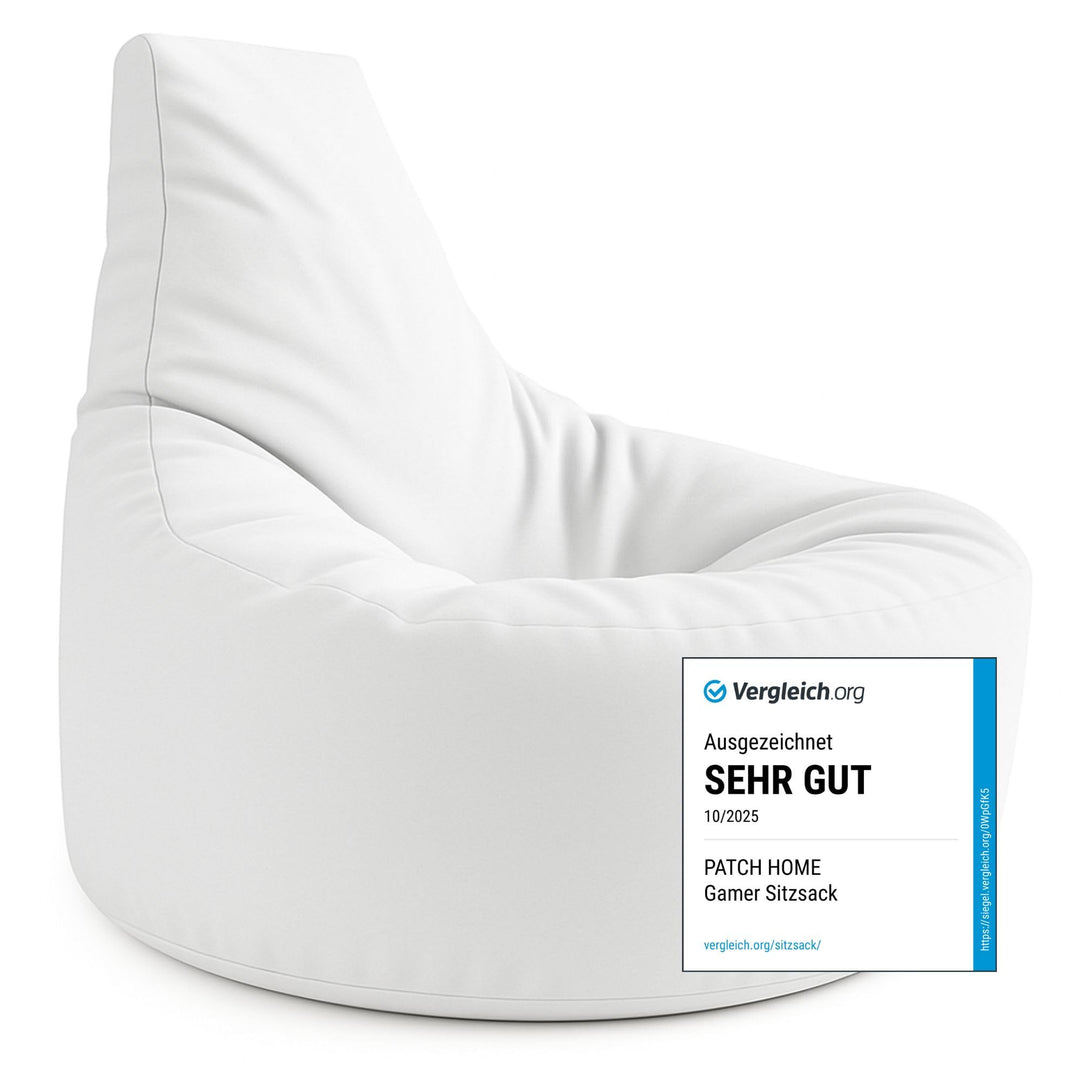 PATCH HOME Gamer Kissen & Lounge Sitzsack – befüllbar mit Reissverschluss, gefüllt mit Styropor, gee