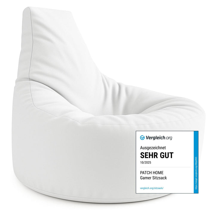 PATCH HOME Gamer Kissen & Lounge Sitzsack – befüllbar mit Reissverschluss, gefüllt mit Styropor, gee