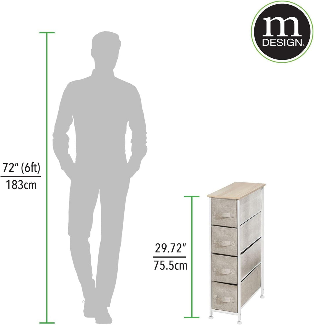 mDesign Kommode aus Stoff – praktischer Schrank Organizer mit 4 Schubladen – schmales Aufbewahrungss