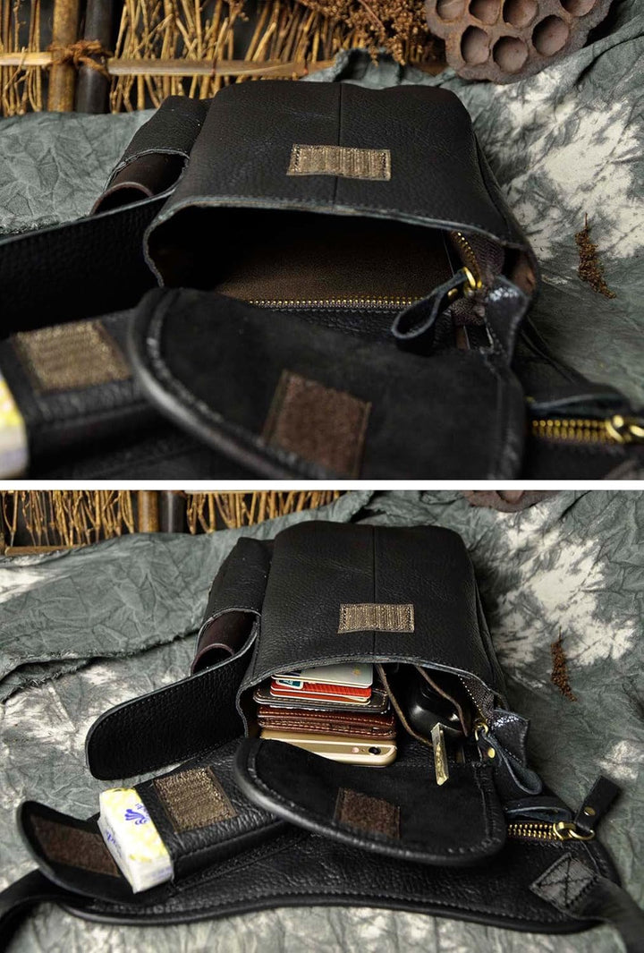 Le'aokuu Herren Echtes Leder Tasche Beinbeutel Beintasche Aussenbeintasche Hüfttasche Drop Leg Thigh