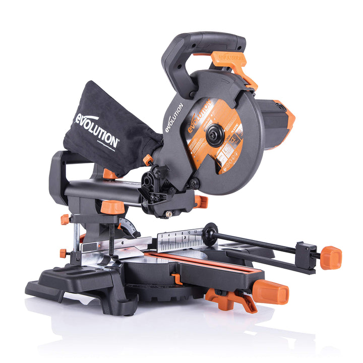 Evolution Power Tools - R210SMS+ Mehrzweck-Gleit-Gehrungssäge mit Plus Pack, 210 mm (230 V) R210-SMS