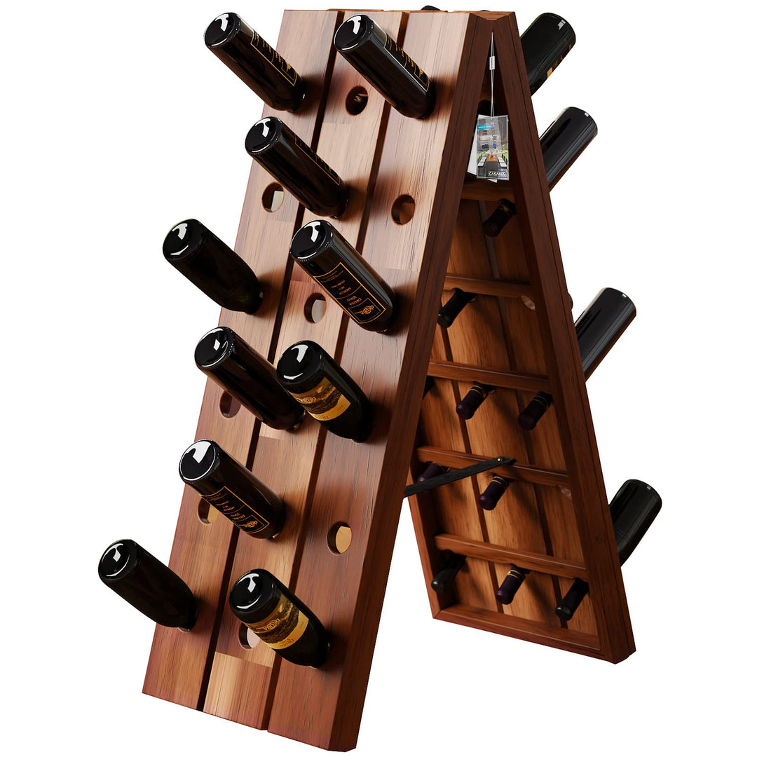 Casaria Weinregal für 36 Flaschen 87x 55x 39cm Akazien Holz Freistehend Klappbar Keller Küche Wohnzi
