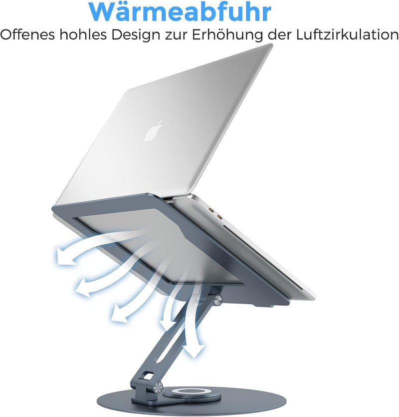 Epherie Laptop Ständer mit 360° drehbarem rundem Basis, Höhenverstellbarer ergonomischer Laptopständ