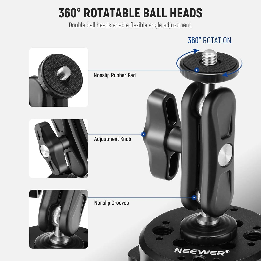 NEEWER 15,2cm Kamera Saugnapfhalterung mit Kugelkopf Magic Arm,Metall Autohalterung für Kamera/Actio