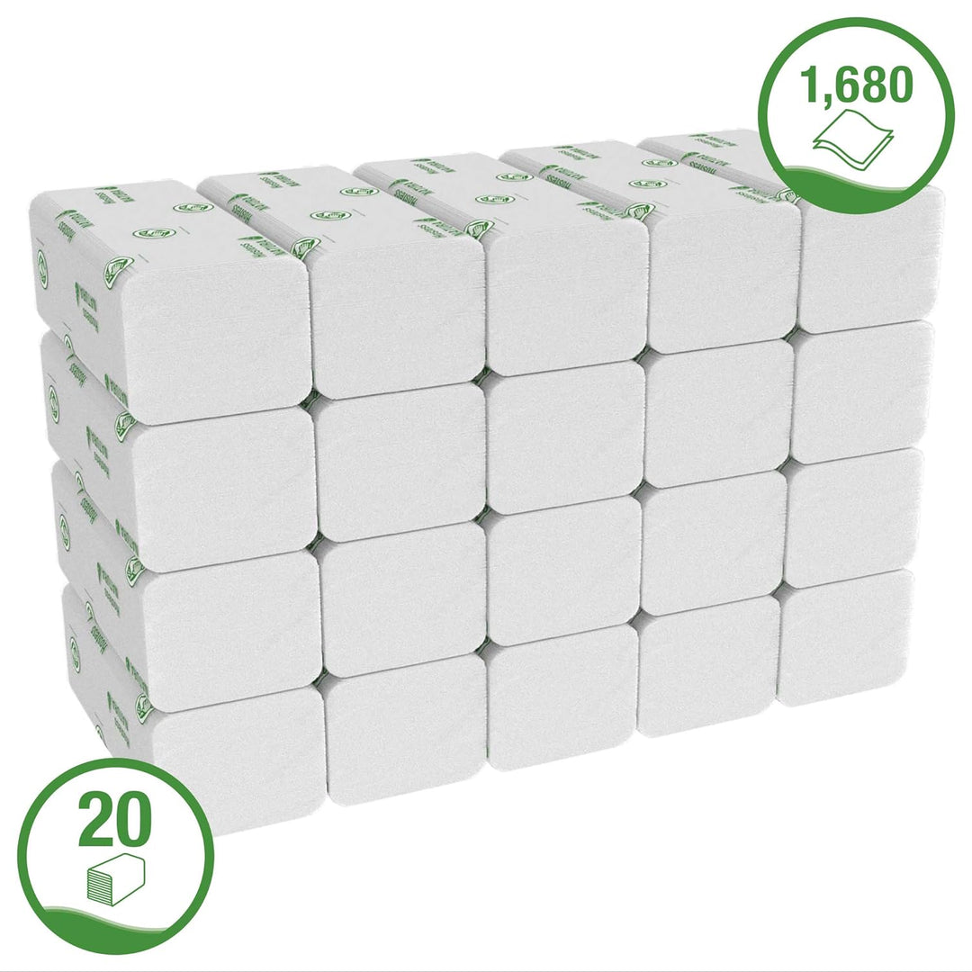 Scott Natura Handtücher - C-Falzung/Weiss/gross / 20 Päckchen x 84 Tücher, 1er Pack (1 x 20 Stück) 1