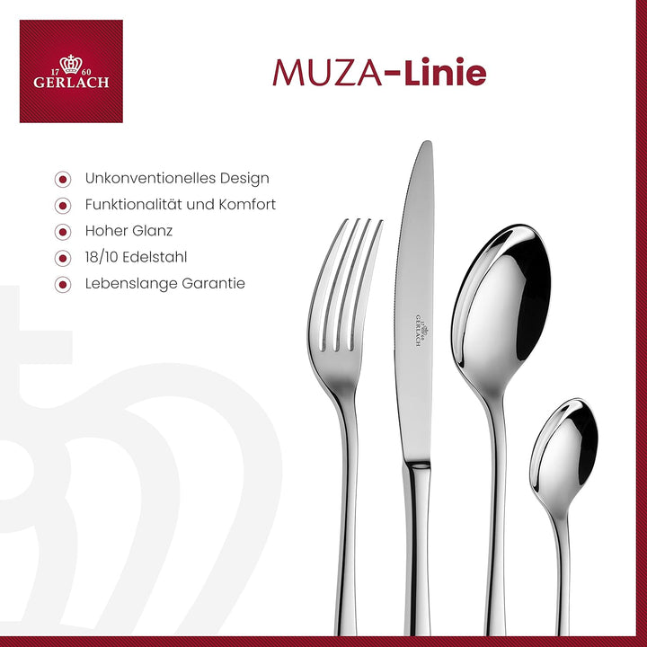 Gerlach Besteck-Set Glänzend Muza, Edelstahl, Silberglänzend, 68 EL. in Einer Kiste Silberglänzend 6