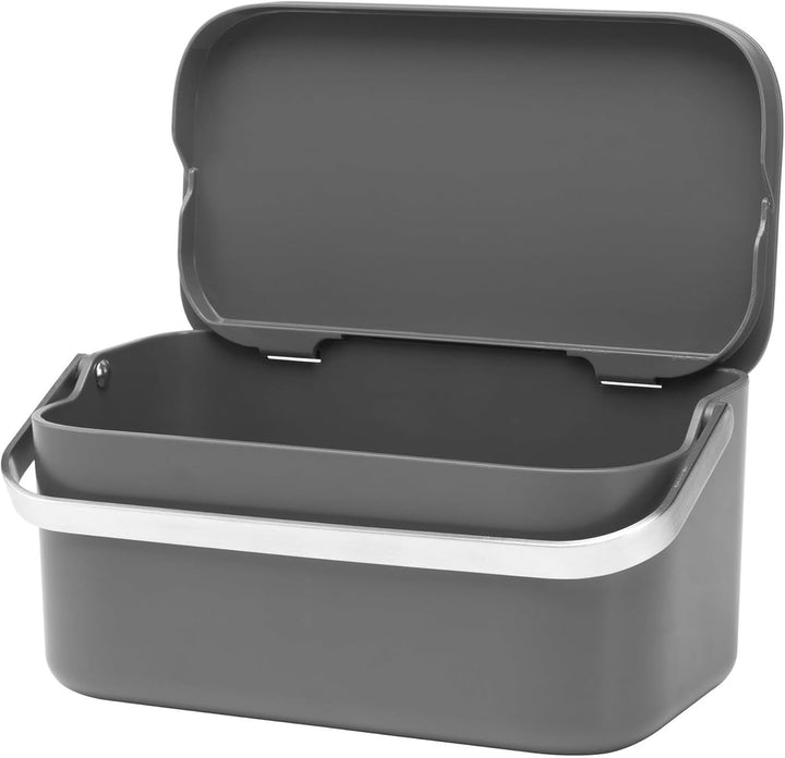 Brabantia Abfalleimer, Kunststoff/Edelstahl, Dunkelgrau, 22 x 13 x 11 cm, 1 Einheiten Dark Grey, Dar