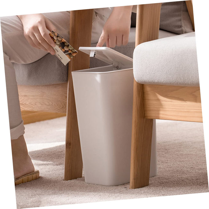 Alipis Kunststoff Mülleimer mit Druckknopf Deckel Schmaler Abfalleimer für Badezimmer Schlafzimmer B