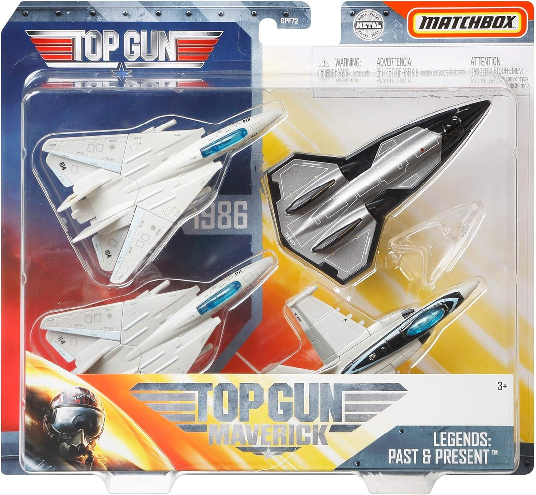Matchbox GPF72 Top Gun Skybusters Then & Now 4er Pack, Spielzeug ab 3 Jahren