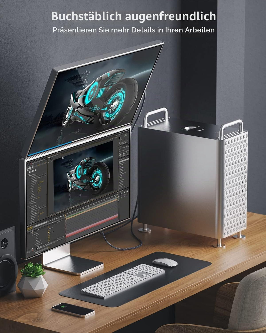 DisplayPort 1.4 auf HDMI 2.1 8K Kabel,Maxonar DP auf HDMI-Kabel 2m(6.6ft),[Aluminiumgehäuse,Nylongef