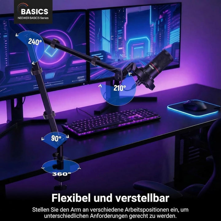 NEEWER BASICS Mikrofon Boom Arm, 78cm flexibler Microphone Tischständer Halterung, kompatibel mit Bl