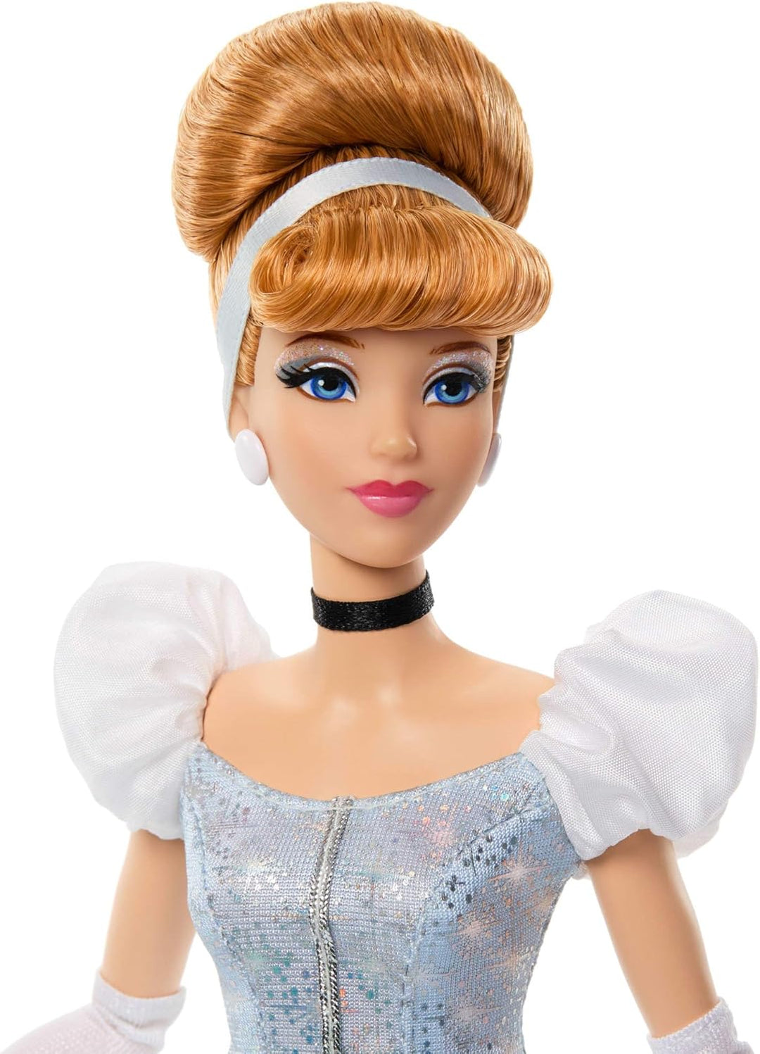 Mattel Disney Princess Glitzerprinzessin Cinderella Modepuppe mit Zubehörteilen, mit abnehmbarem Kle