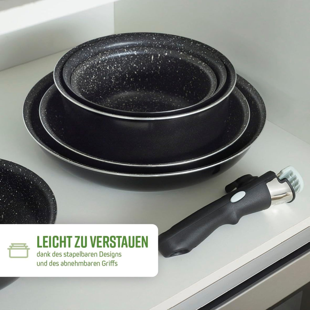 Qulinart by Brandt – Kochgeschirr aus gepresstem Aluminium – 3 Bratpfannen 20, 24 und 28 cm + 3 Töpf