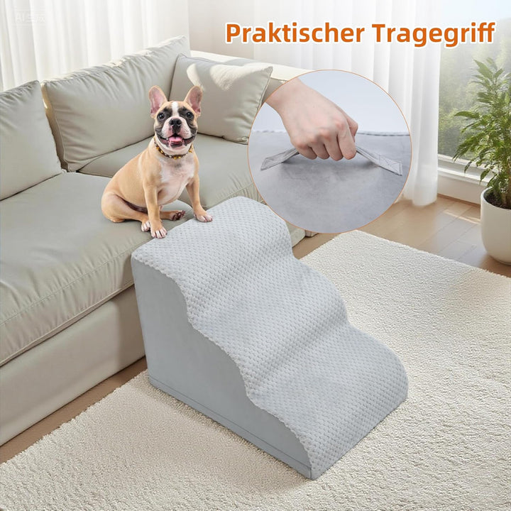 KSIIA Hundetreppe 3 Stufen, 40cm Hoch Haustiertreppe Hundetreppe für Kleine Hunde, Katzentreppe Hund