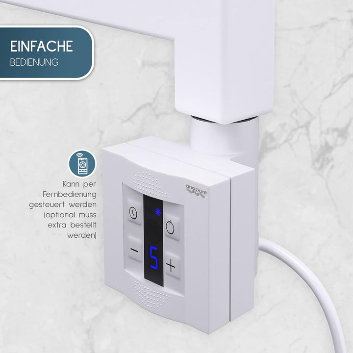 anapont elektrischer Badheizkörper 1175x500 weiss gebogen | Timer-Funktion, Handtuchheizkörper, Made