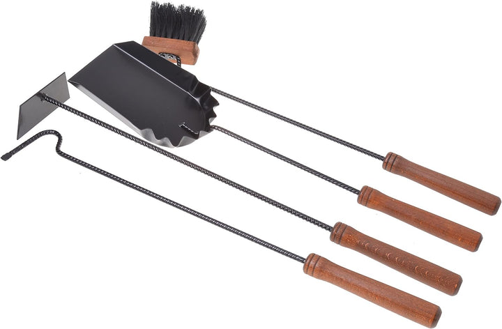 Aqbau® Kaminbesteck 4 tlg. I Kamingarnitur Schwarz Kaminzubehör Modern | Kamin Besteck | Kaminwerkze