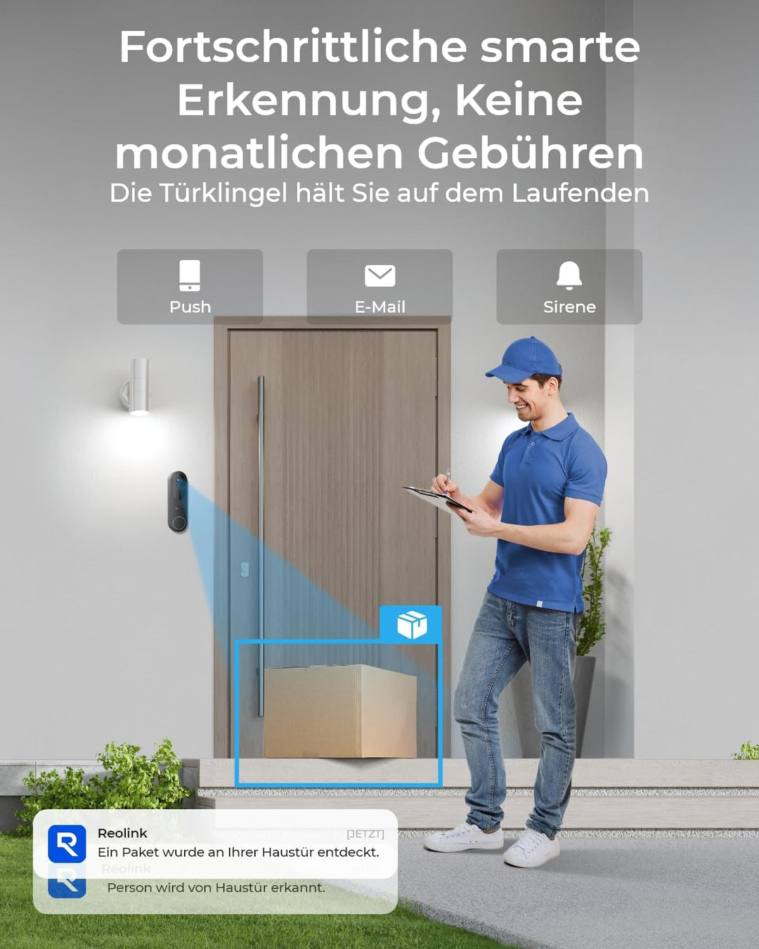 Reolink Doorbell Battery, Smart 2K Dualband-WLAN Akku-Türklingel, 1:1 Kopf-bis-Fuss-Ansicht, Persone