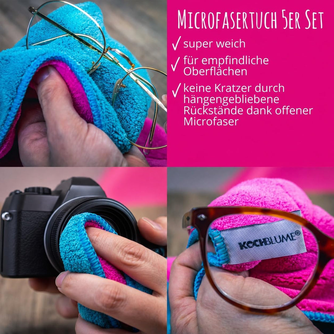 Kochblume Microfasertuch Set, 10-teilig | Premium Microfaser | Set in der bunten Box (anthrazit-grau