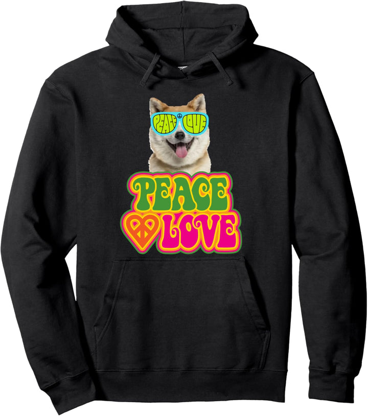 Peace Heart Love Dog Akita Pullover Hoodie