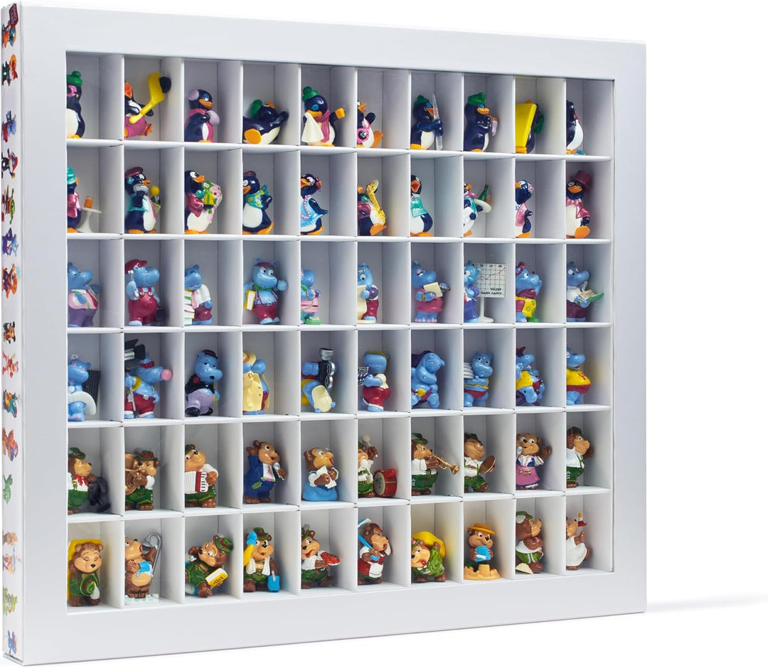 Leuchtturm 344050 Sammelbox Surprise, 60 Fächer mit 50 x 36 x 33 mm, für Ü-Ei-Figuren - Karton bunt