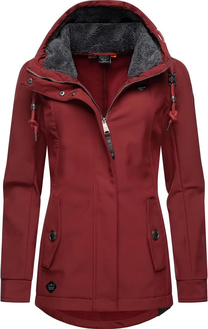 Ragwear Damen Übergangsjacke Funktionsjacke Softshelljacke wasserabweisend mit Kapuze Monadde Softsh