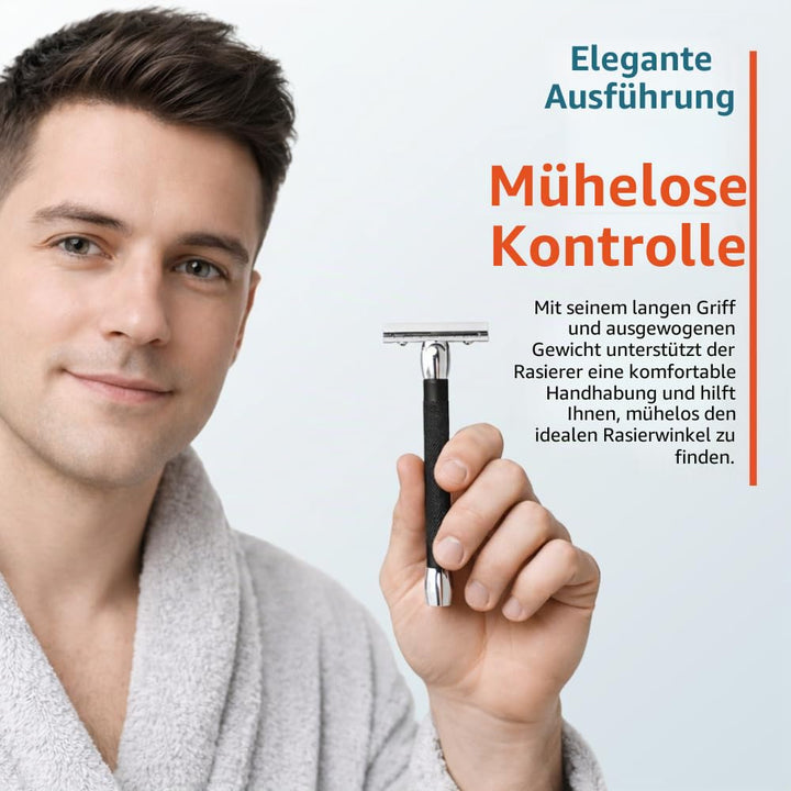 Merkur – Rasierer mit langem Griff – Schwarz, Chrom Silber/Schwarz, Silber/Schwarz