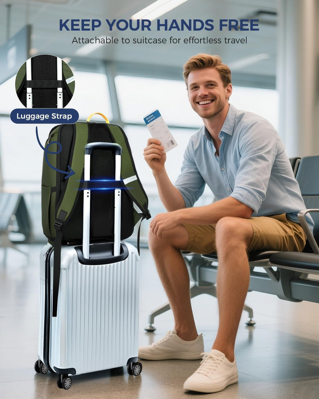 Ponhog Rucksack Herren, Gross Laptop Rucksack 17 Zoll, Reiserucksack mit Anti Diebstahl Computerfach