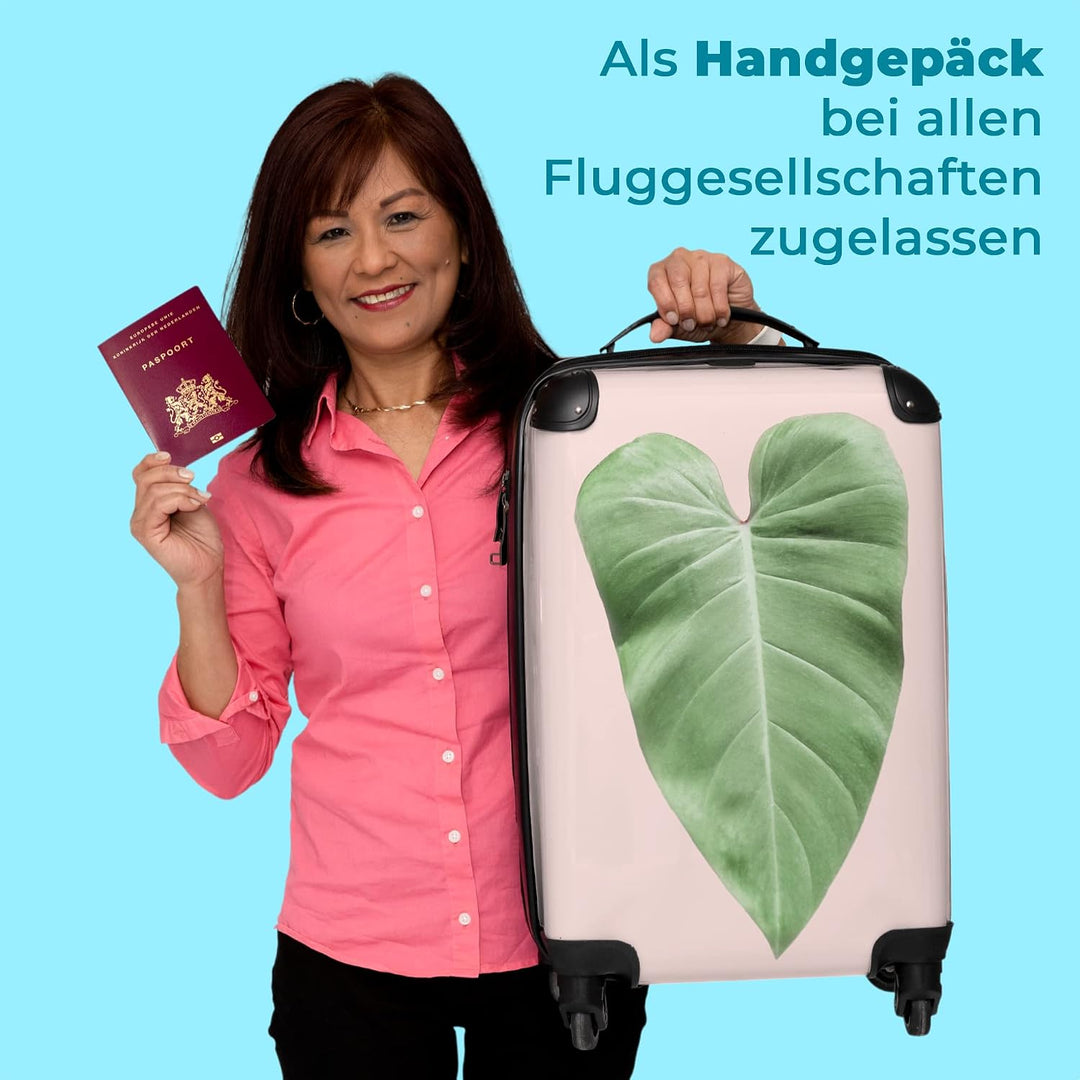 NoBoringSuitcases.com® Koffer Handgepäck Trolley Rollkoffer Kleine Reisekoffer mit 4 Rollen - Blatt