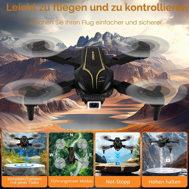 Reichweite faltbare Drohne mit Kamera für Anfänger – 60+ Min.Flugzeit,WiFi FPV Quadrocopter mit 4K H