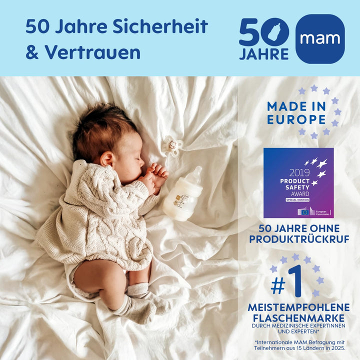 MAM Easy Start Anti-Colic Babyflasche | 0+ Monate | Testsieger | Milchflasche für Neugeborene | 94%